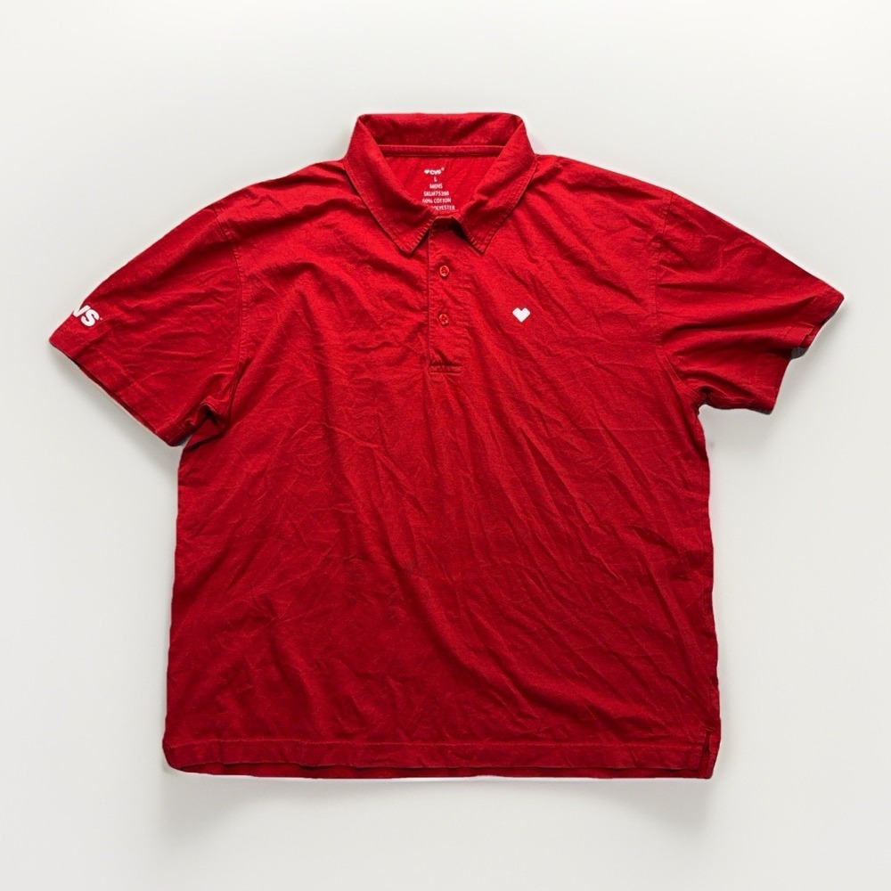 CVS Pharmacy Red Heart Polo Shirt Employee Workwear Uniform Mens Large Utility